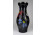 Régi jelzett nagyméretű kézzel festett fekete üvegváza KUNSTGLAS 30 cm