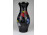 Régi jelzett nagyméretű kézzel festett fekete üvegváza KUNSTGLAS 30 cm