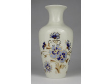 Vajszínű búzavirágos Zsolnay porcelán váza 16 cm