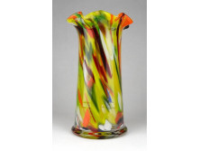 Régi muránói citromsárga fújtüveg váza 18 cm