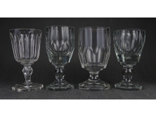 Antik vegyes talpas Biedermeier üveg pohár 4 darab
