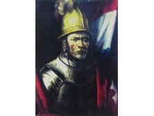 Szegvári Károly : Keretezett páncélos katona nyomat 49.5 x 38.5 cm