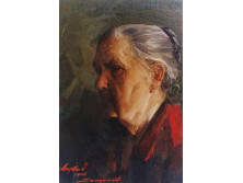 Szegvári Károly : Idős nő portré nyomat 39 x 30 cm