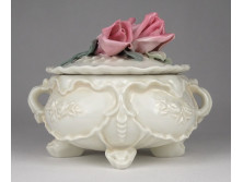 Régi rózsás barokk ENS porcelán bonbonier