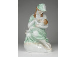 Herendi porcelán szoptató anya gyermekével figura 20 cm
