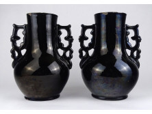 Régi Badár mezőtúri kerámia váza díszváza pár 22.5 cm