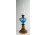 Antik színes üveg kék borostyán petróleumlámpa cilinderrel 48.5 cm