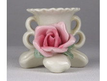Régi kisméretű ENS porcelán gyertyatartó rózsa díszítéssel