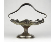 Antik kalapált ezüstözött bécsi asztalközép kínáló tál