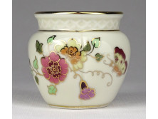 Pillangós vajszínű Zsolnay porcelán gerezdes váza 5.7 cm