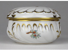 Hibátlan hecsedlis Herendi barokkos porcelán bonbonier