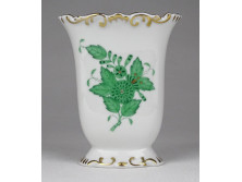 Zöld Apponyi mintás Herendi porcelán ibolyaváza 9 cm