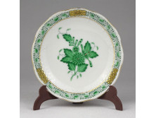 Zöld Apponyi mintás Herendi porcelán tálka 8.5 cm