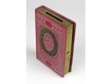 Régi piros kisméretű könyv alakú persely HISZEK EGY szöveggel - Berlin JOHN J. MOSER