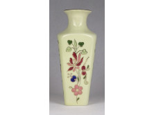Vajszínű Zsolnay porcelán virágos váza 14.5 cm