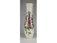 Régi virágmintás vajszínű Zsolnay porcelán váza 25.5 cm