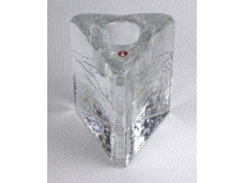 Jelzett modern finn skandináv művészi jégüveg gyertyatartó 9 cm