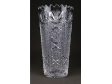 Vastagfalú hibátlan csiszolt kristály váza 21 cm