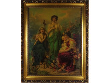 Antik vallási szentkép Hit - Remény - Szeretet 81 x 66.5 cm