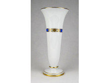 Modern fehér kék Herendi porcelán talpas Herend Blue Ribbon design váza 23.3 cm