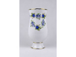 Szeder mintás, fehér, aranyozott talpas Hollóházi porcelán váza 18 cm