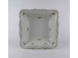 Régi virágmintás, aranyozott, fehér Zsolnay porcelán tésztás tál