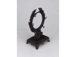 Antik 19. századi öntöttvas zsebóra tartó asztali állvány 12.4 cm