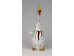 Hollóházi garden mintás porcelán liba figura 17 cm