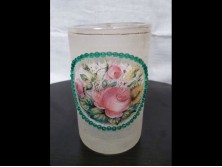 Antik biedermeier rózsás pohár hibátlan