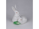 Kukoricát evő Herendi porcelán nyuszi páros