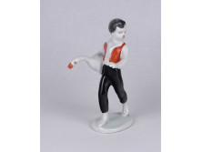 Régi jelzett Hollóházi libatolvaj figura 13 cm