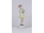 Régi Zsolnay porcelán kislány virággal 13.7 cm