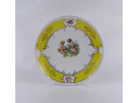 Antik nagyméretű jelzetlen angyalos, aranyozott porcelán tál, asztalközép 30.5 cm