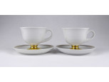 Elegáns, aranyozott Hollóházi porcelán kávés csésze pár