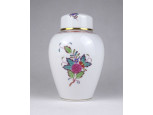 Apponyi Fleur mintás fehér herendi urna váza teafű tartó 17 cm