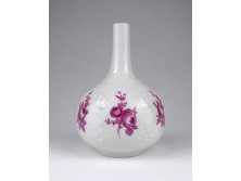 Régi rózsaszín rózsás Wallendorf porcelán szálváza 15 cm