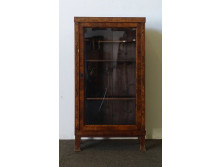 Régi kisméretű, intarziás Biedermeier üveges vitrin könyvszekrény 130 x 70 cm
