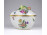 Nagyméretű szív alakú, virágmintás Herendi porcelán bonbonier