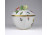 Nagyméretű szív alakú, virágmintás Herendi porcelán bonbonier