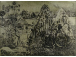 Gazsó Rozália: "Kukoricás" rézkarc 40 x 29.5 cm