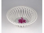 Lila Apponyi mintás Herendi porcelán fonott kosár 12 cm