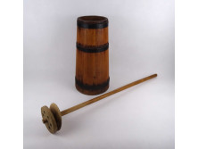 Antik köpülő fa vajköpülő vödör 39.5 cm
