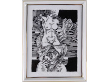 Hollóházi falikép Szász Endre porcelán öregasszony portré eredeti dobozában 15 x 12 cm