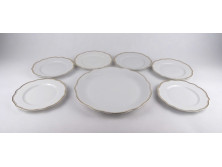 Régi aranyozott 6 személyes Zsolnay porcelán süteményes készlet