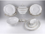 Régi aranyozott Zsolnay porcelán étkészlet 3 személyes 11 darab
