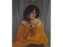 Sárdy Brutus : Sárga ruhás női portré 68 x 55 cm