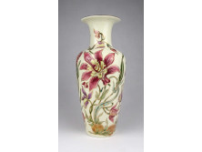 Orchideás vajszínű Zsolnay porcelán váza 27 cm