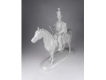 VASTAGH GYÖRGY: Hadik András festetlen Herendi porcelán lovasszobra 32.5 cm
