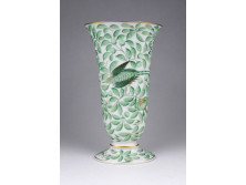 Herendi ZOVA (Jardin zoologique, vert) mintás porcelán váza 18.5 cm