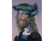 Hollóházi STUDIÓ falikép Szász Endre férfi portré eredeti dobozában LIMITÁLT 31 x 24.5 cm